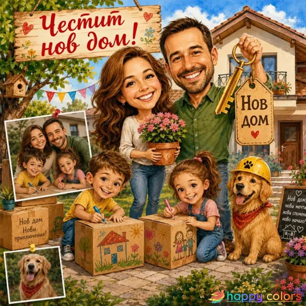 Нов дом с усмивка и весели пожелания