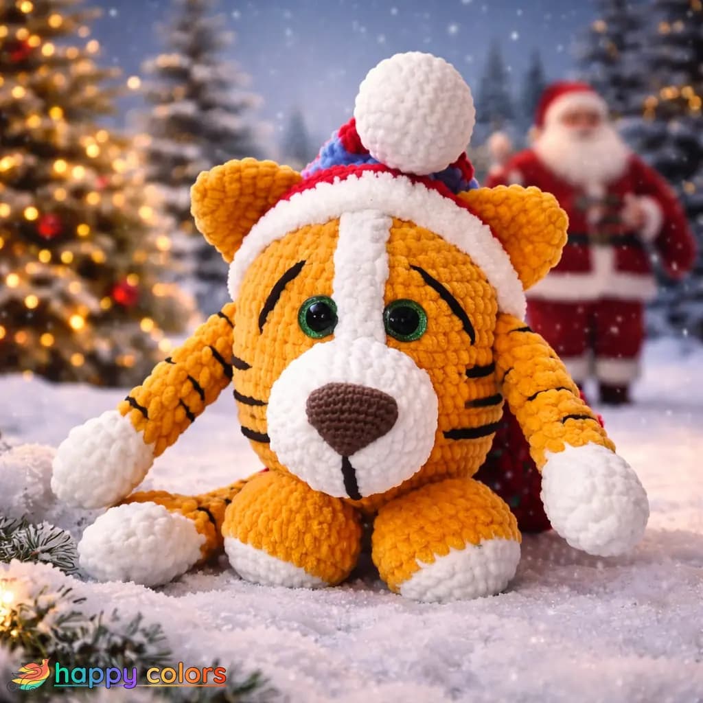 Muffin – Plush Christmas Tiger with a Hat