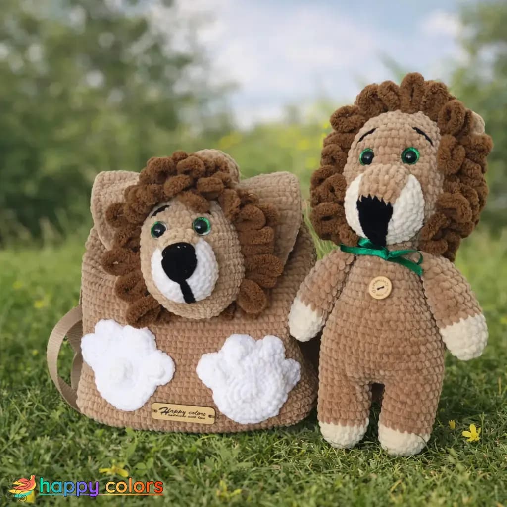 Leonardo – Crocheted Lion and Backpack Set