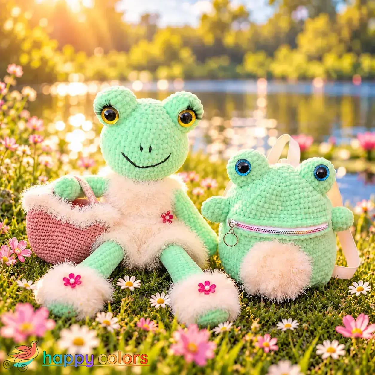 Kiki - Crochet Frog with Kids' Backpack and Accessories