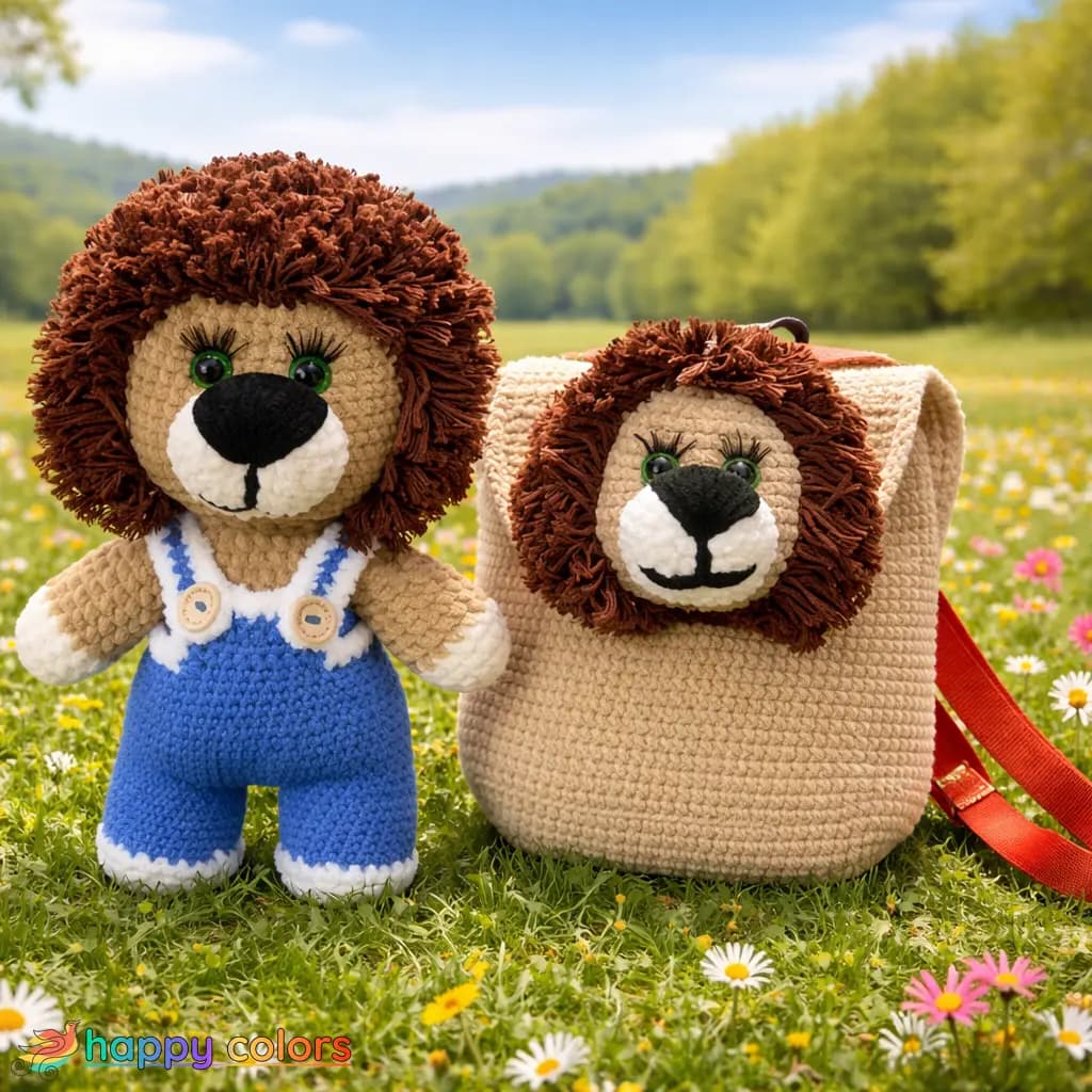 Leo – Crocheted Lion and Backpack Set